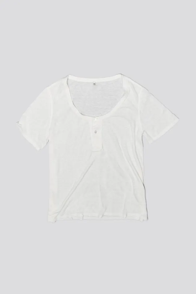 LOW NECK HENLEY TEE 8211 ECRU Women R13 TShirts