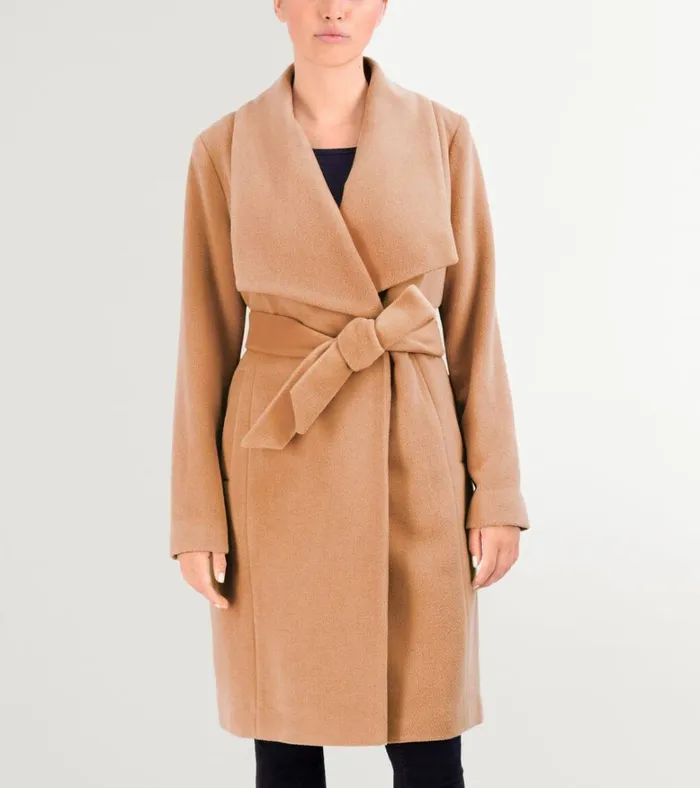 Luxe Maxi Wrap Coat Nude Women Cole Haan Jackets and Coats