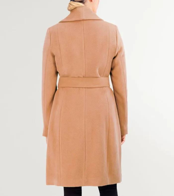 Luxe Maxi Wrap Coat Nude Women Cole Haan Jackets and Coats