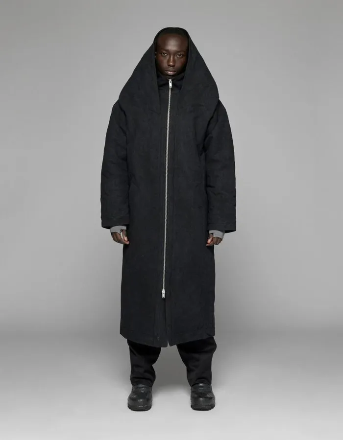 Men Coats And Jackets Han Kjbenhavn Padded Hood Jacquard Coat 8211 Black
