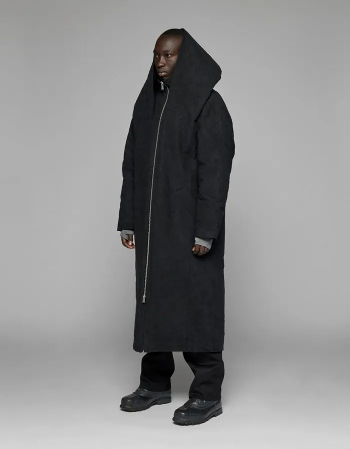 Men Coats And Jackets Han Kjbenhavn Padded Hood Jacquard Coat 8211 Black
