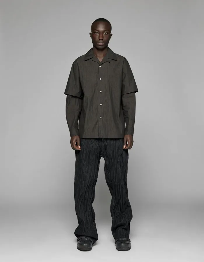 Men Shirts Han Kjbenhavn TwoLayered LS Shirt 8211 Dark Grey