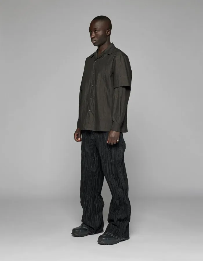 Men Shirts Han Kjbenhavn TwoLayered LS Shirt 8211 Dark Grey