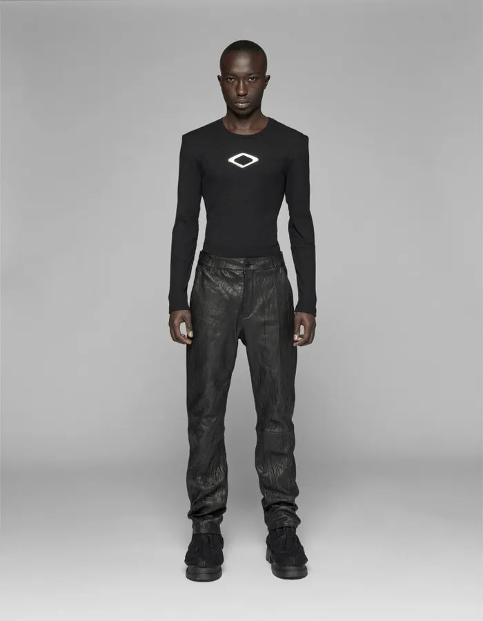 Men Trousers Han Kjbenhavn Crinkle Leather Trousers 8211 Black