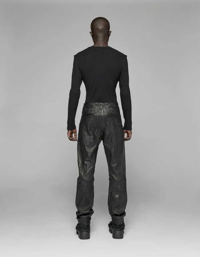 Men Trousers Han Kjbenhavn Crinkle Leather Trousers 8211 Black