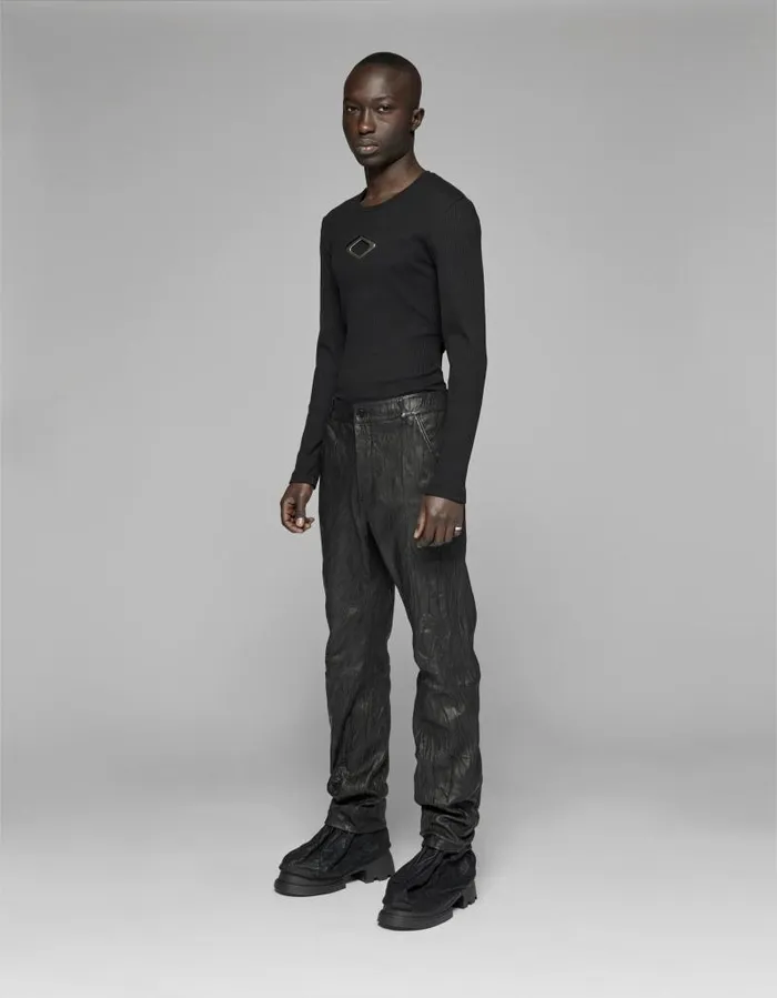 Men Trousers Han Kjbenhavn Crinkle Leather Trousers 8211 Black
