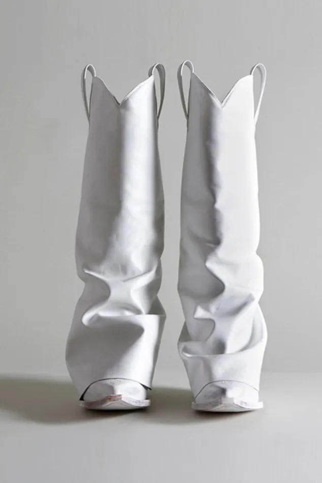 MID COWBOY BOOTS WITH SLEEVE 8211 WHITE LEATHER Women R13 Shoes MID COWBOY BOOTS WITH SLEEVE 8211 WHITE LEATHER Women R13 Shoes