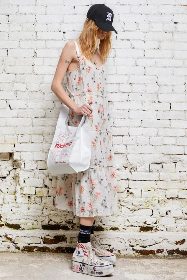 Midi Slip Dress 8211 Ecru Floral Official Site Women R13 Dresses and Skirts