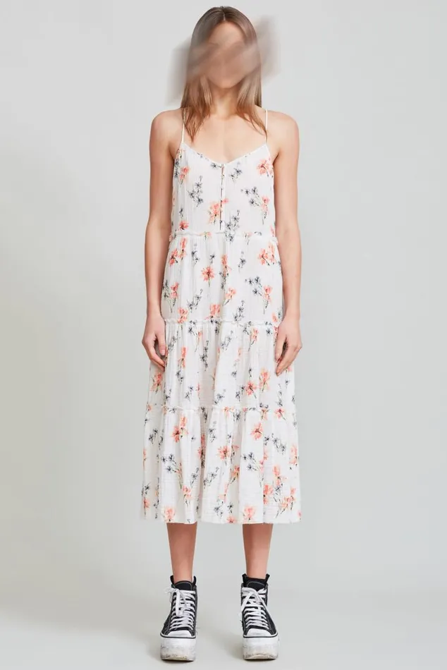 Midi Slip Dress 8211 Ecru Floral Official Site Women R13 Dresses and Skirts
