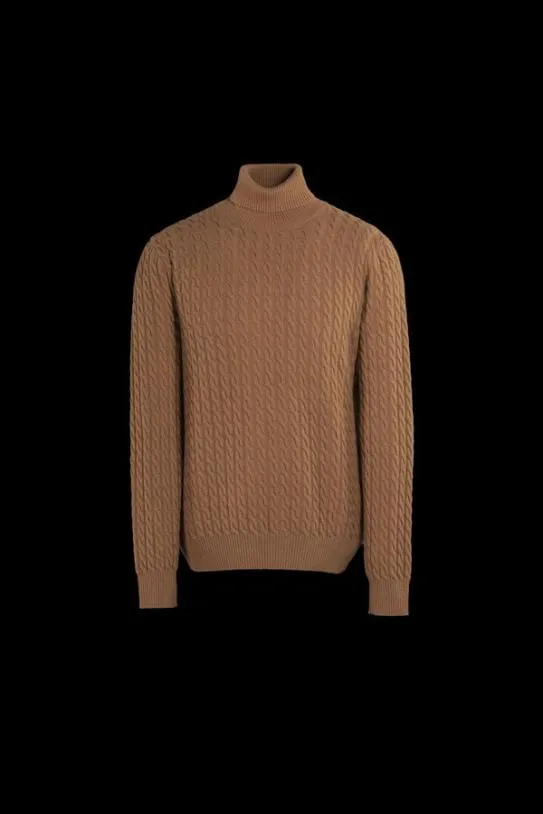 MooRER DONNYVIN Natural Brown Men Knitwear