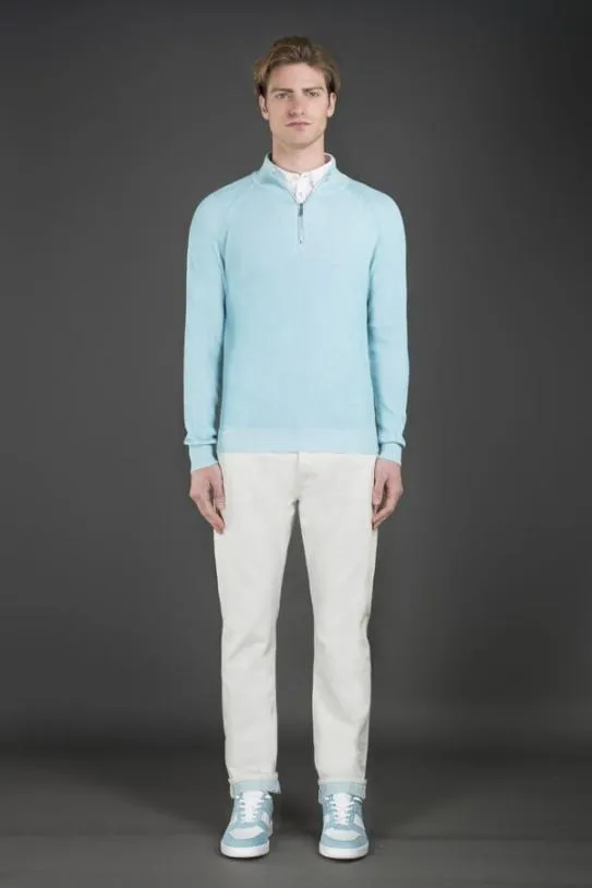MooRER FEDROSIA Caribbeanturquoisebianco Men Knitwear