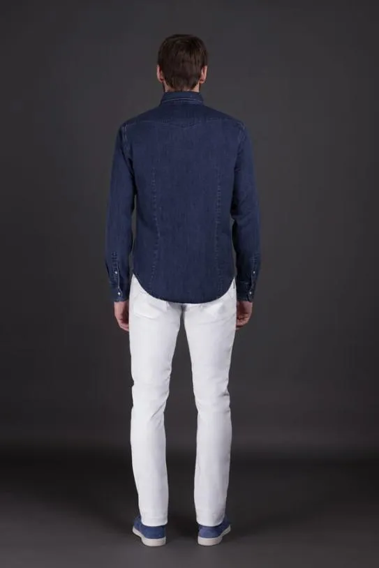 MooRER LARRIE32 LIGHT DENIM Lightdenim Men Shirts