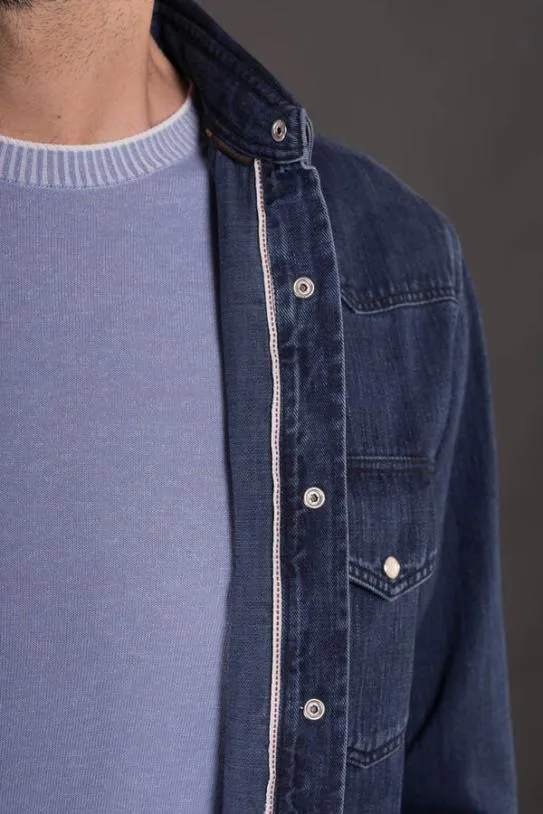 MooRER LARRIE32 LIGHT DENIM Lightdenim Men Shirts