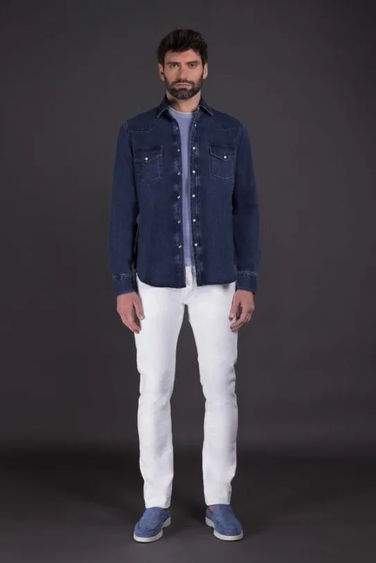 MooRER LARRIE32 LIGHT DENIM Lightdenim Men Shirts