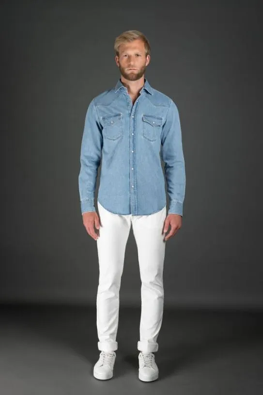 MooRER LARRIEDF306 Vintage Chiaro Men Shirts