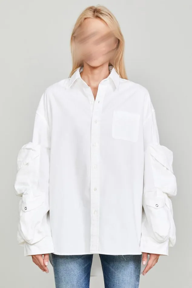 MULTIPOCKET BUTTON DOWN 8211 WHITE Women R13 Tops