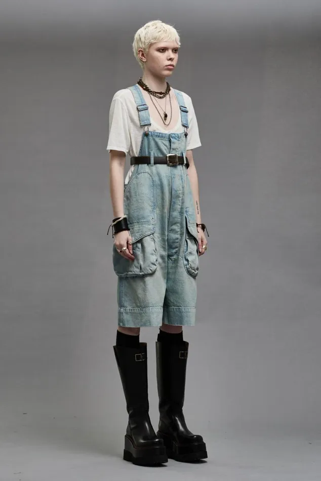 MULTIPOCKET OVERALL SHORT 8211 LENNON BLUE Women R13 Denim