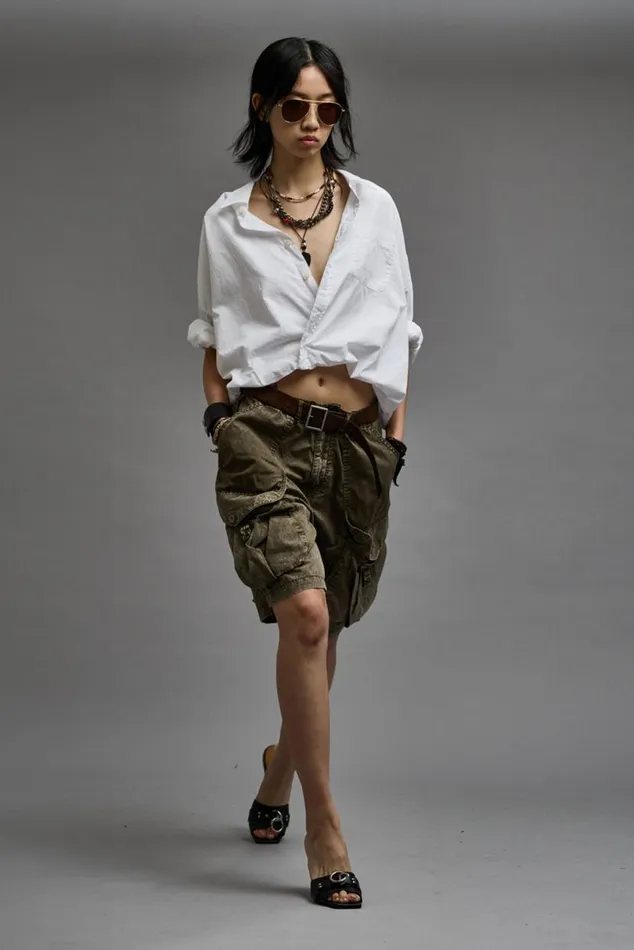 MULTIPOCKET RELAXED SHORT 8211 OLIVE GARMENT DYE Women R13 Pants and Shorts