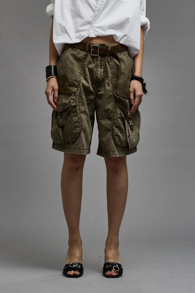 MULTIPOCKET RELAXED SHORT 8211 OLIVE GARMENT DYE Women R13 Pants and Shorts