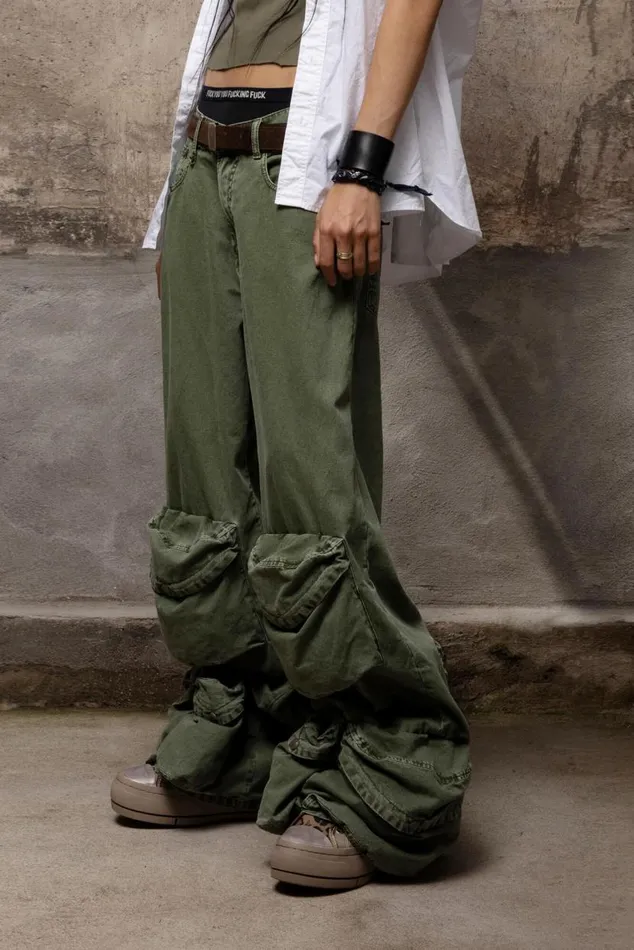 MULTIPOCKET UTILITY JEAN 8211 OLIVE GARMENT DYE Women R13 Denim