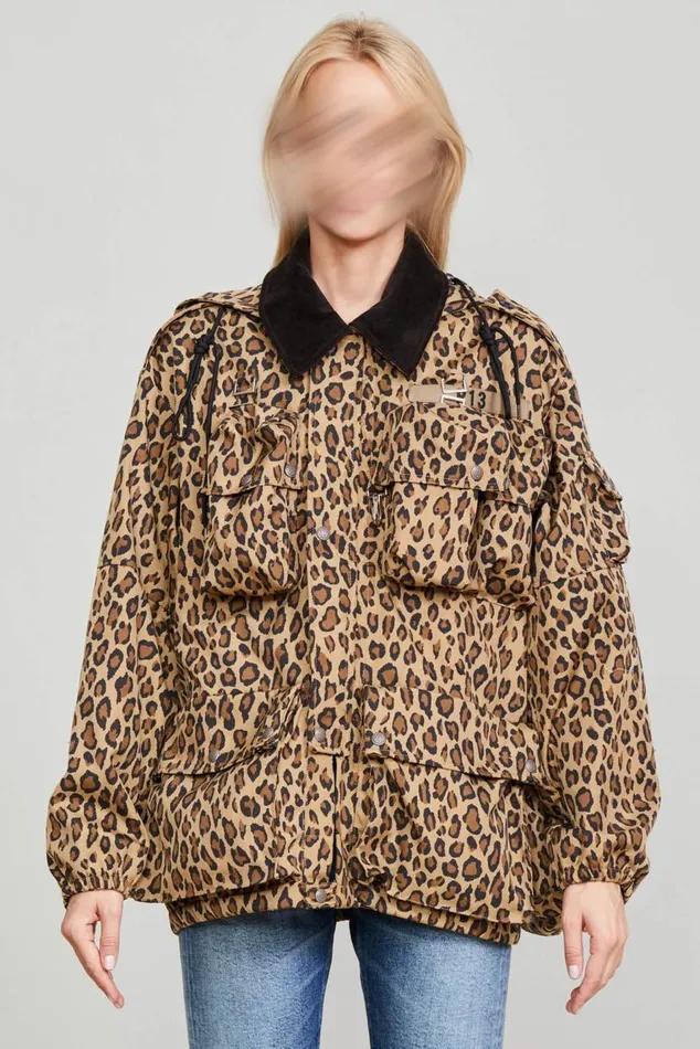 MULTIPOCKET WINDBREAKER 8211 PRINTED LEOPARD Women R13 Jackets and Coats