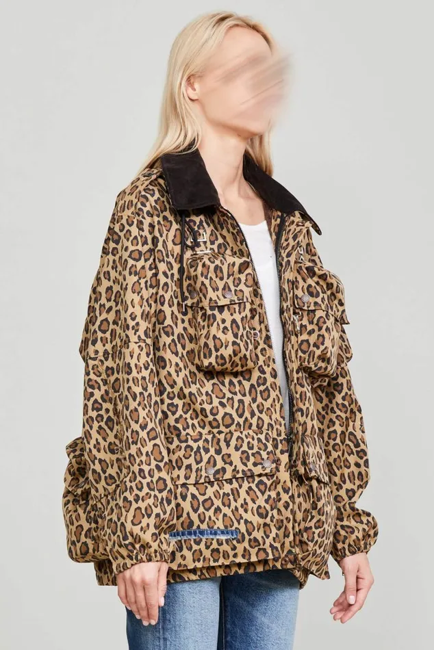 MULTIPOCKET WINDBREAKER 8211 PRINTED LEOPARD Women R13 Jackets and Coats