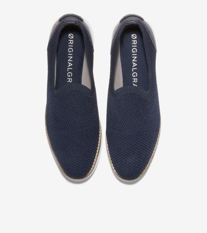 Original Grand Cloudfeel Meridian Loafer Navy Knitoptic White Women Cole Haan Loafers and Drivers