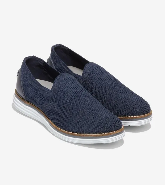Original Grand Cloudfeel Meridian Loafer Navy Knitoptic White Women Cole Haan Loafers and Drivers