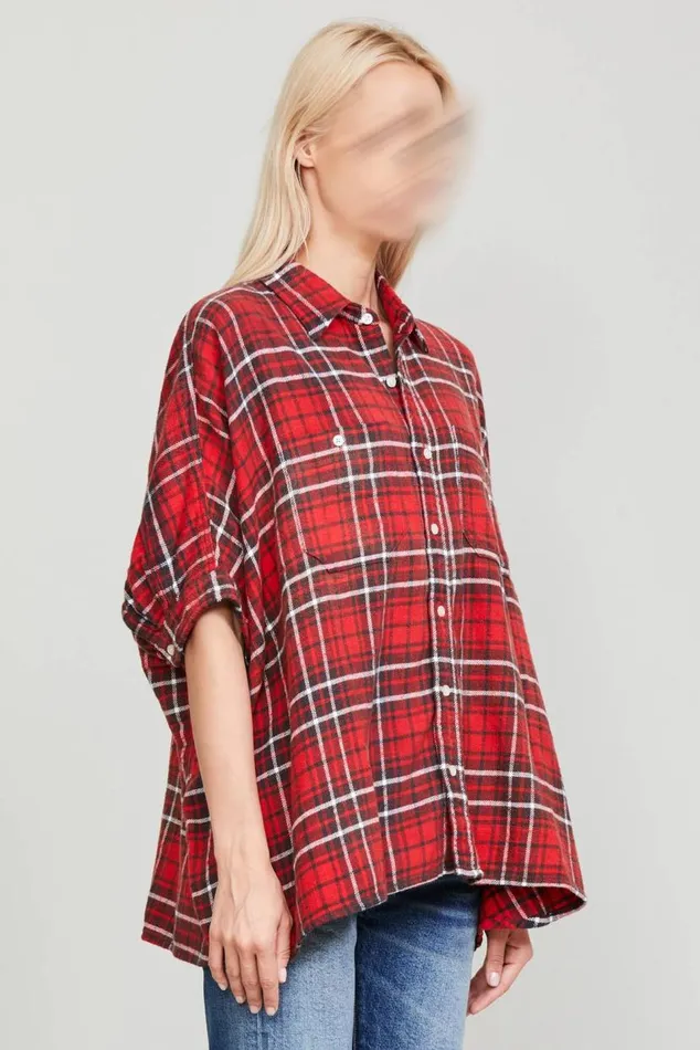 OVERSIZED BOXY SHIRT 8211 RED PLAID Women R13 Tops