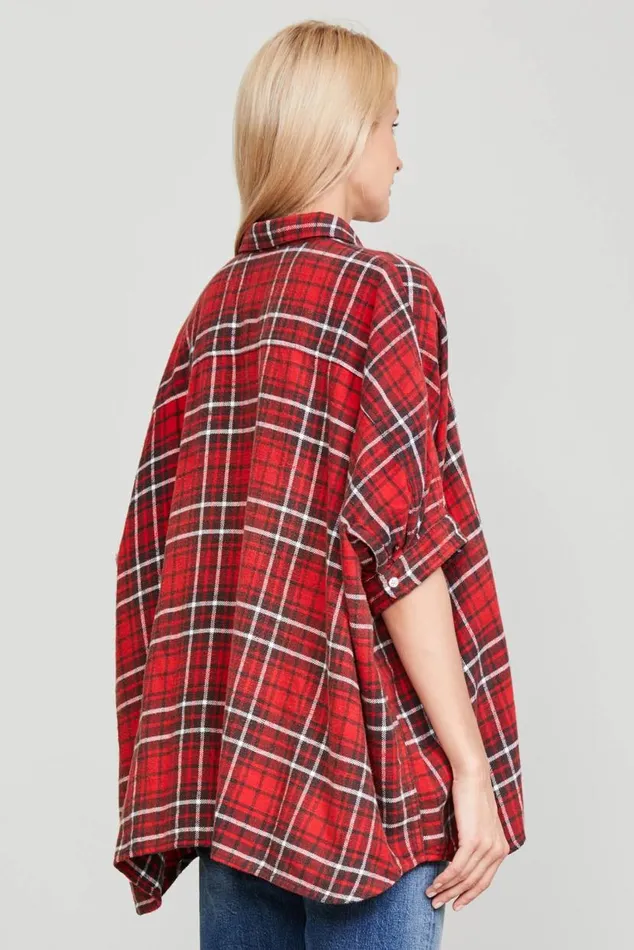 OVERSIZED BOXY SHIRT 8211 RED PLAID Women R13 Tops