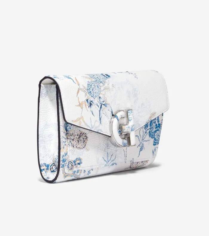 Oversized Closure Phone Case Blue Toile Pheasant Print Women Cole Haan Wallets and Wristlets