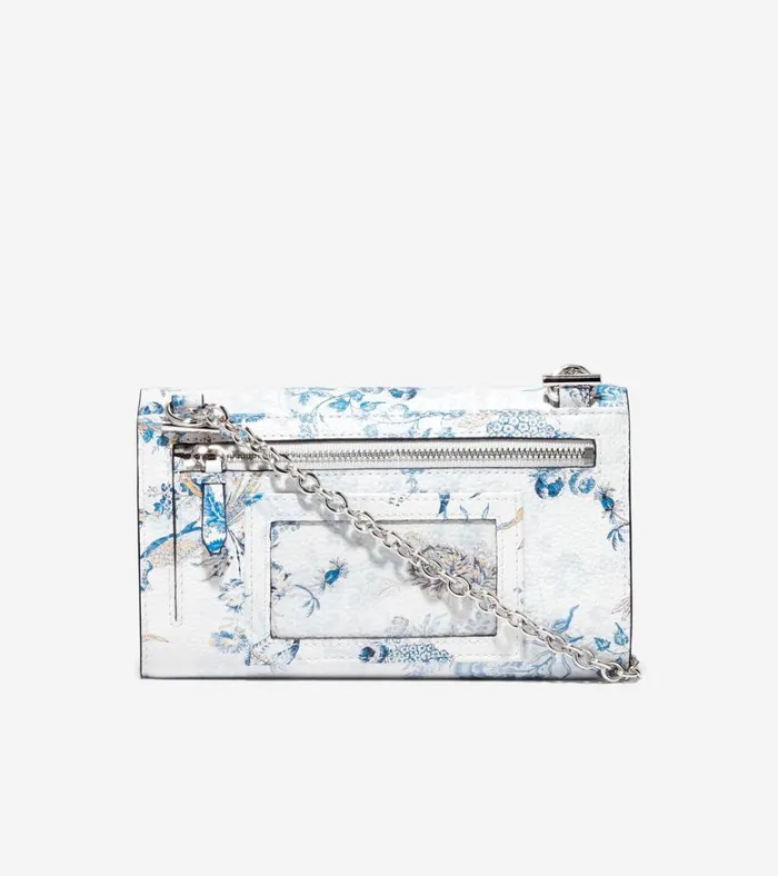 Oversized Closure Phone Case Blue Toile Pheasant Print Women Cole Haan Wallets and Wristlets