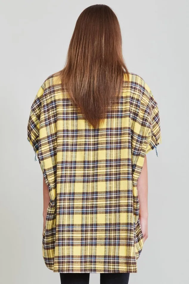 Oversized CutOff Shirt 8211 Yellow Plaid Official Site Women R13 Tops