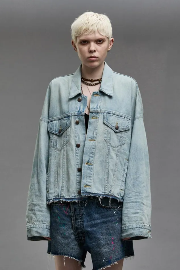OVERSIZED CUTOFF TRUCKER JACKET 8211 LENNON BLUE Women R13 Jackets and Coats