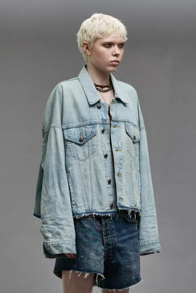 OVERSIZED CUTOFF TRUCKER JACKET 8211 LENNON BLUE Women R13 Jackets and Coats