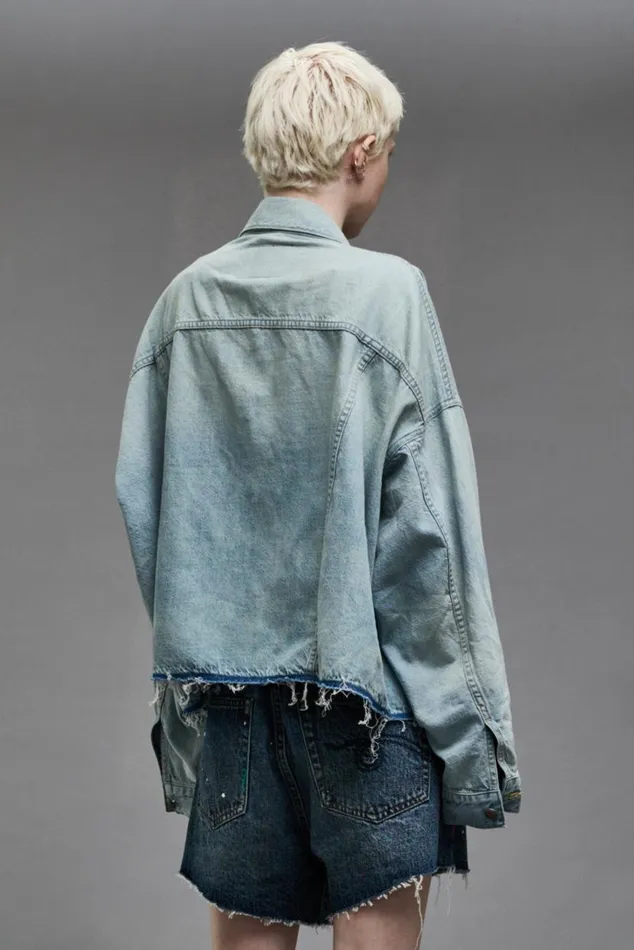 OVERSIZED CUTOFF TRUCKER JACKET 8211 LENNON BLUE Women R13 Jackets and Coats