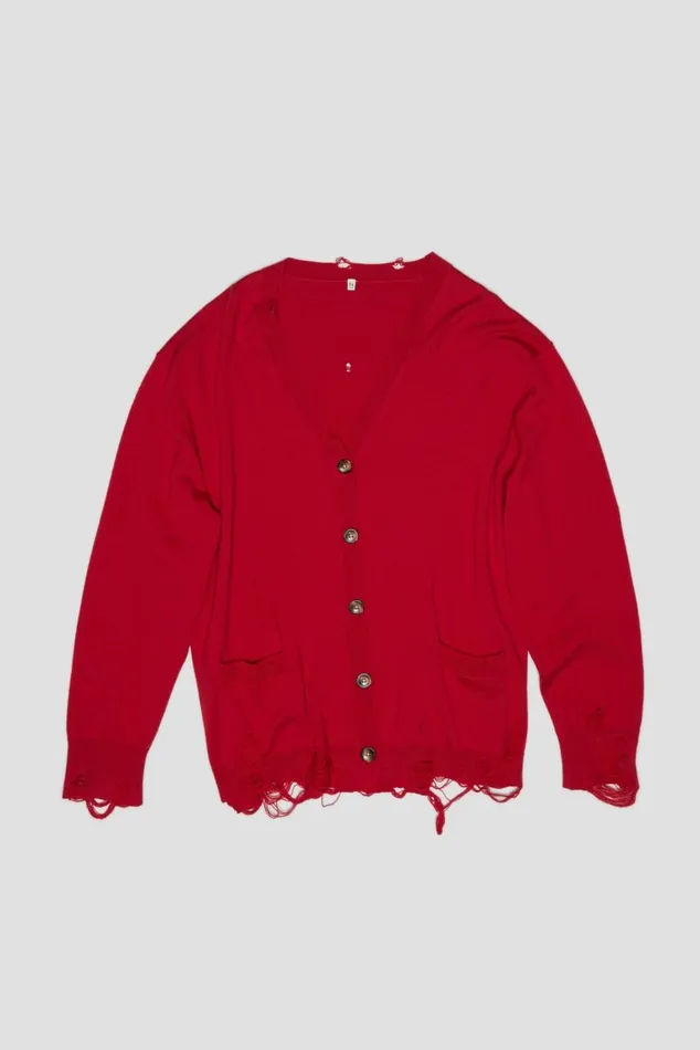 OVERSIZED DISTRESSED CARDIGAN 8211 RED CASHMERE Women R13 Sweaters