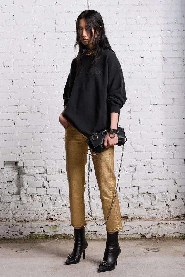 OVERSIZED NEW YORK CREWNECK 8211 BLACKOUT Women R13 Tops