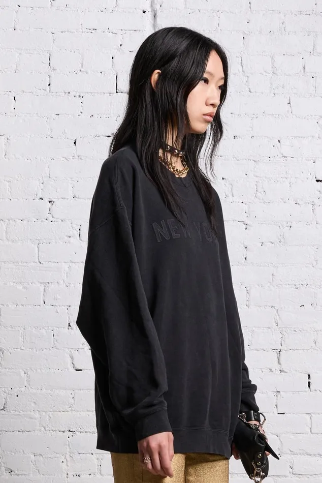 OVERSIZED NEW YORK CREWNECK 8211 BLACKOUT Women R13 Tops