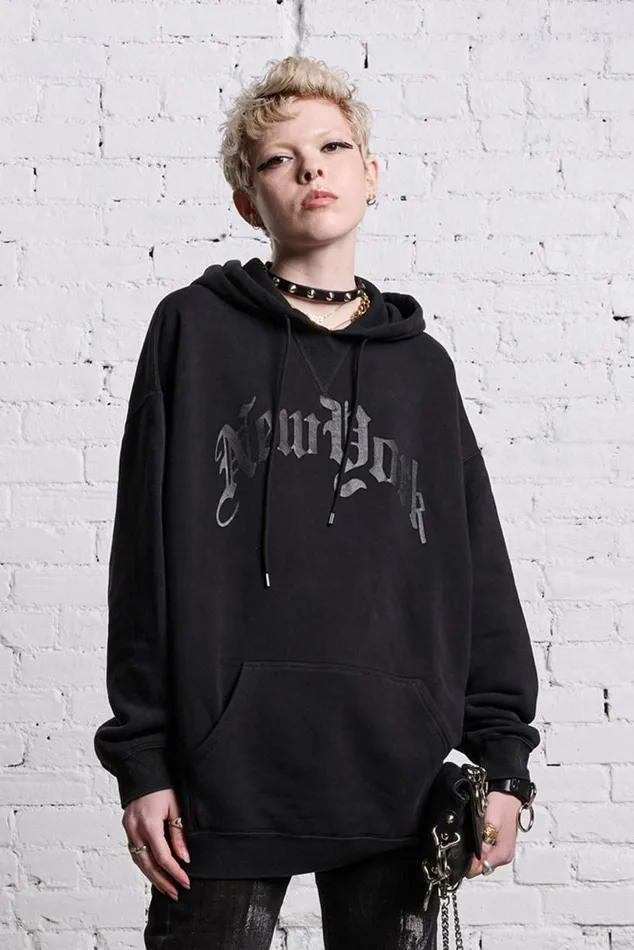 OVERSIZED NEW YORK HOODIE 8211 BLACKOUT Women R13 Tops
