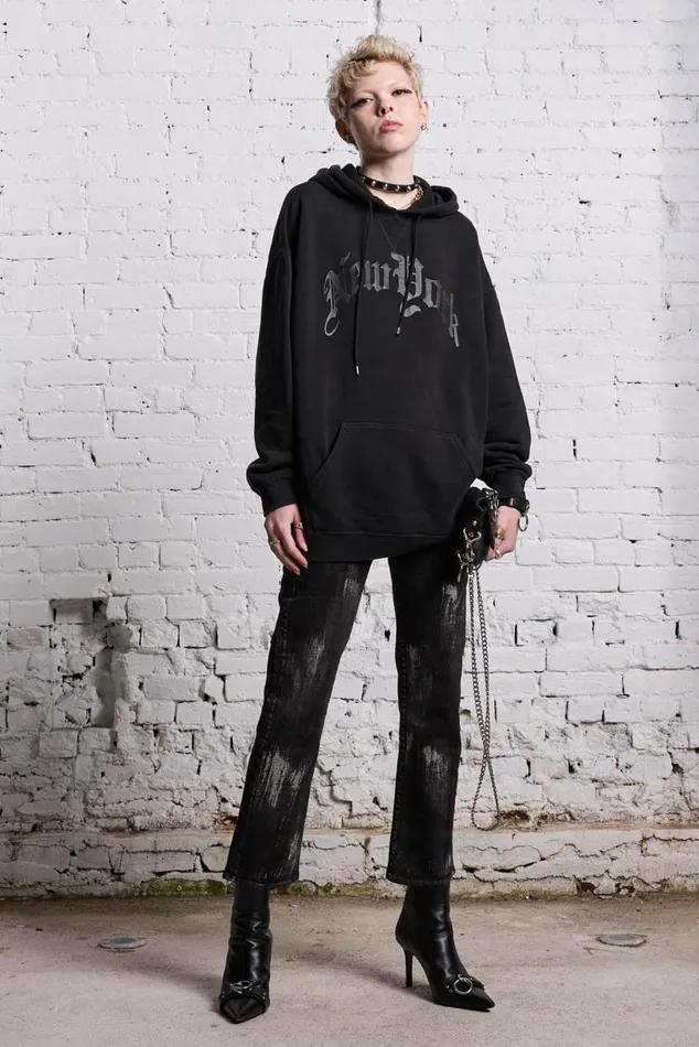 OVERSIZED NEW YORK HOODIE 8211 BLACKOUT Women R13 Tops