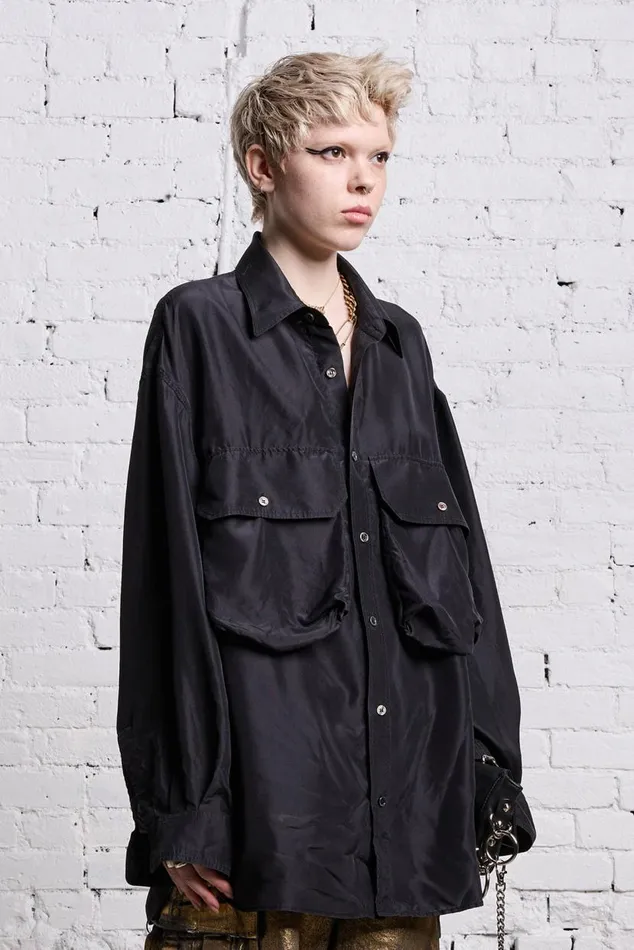 OVERSIZED POCKET SHIRT 8211 BLACK OVERDYE Women R13 Tops