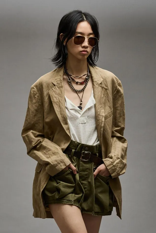 OVERSIZED RAGGED BLAZER 8211 KHAKI Women R13 Jackets and Coats