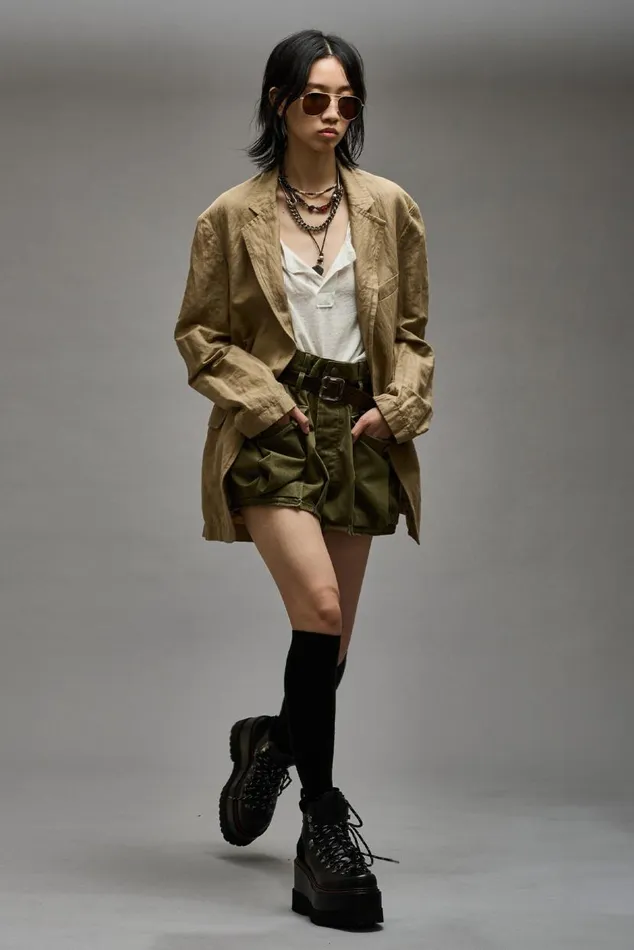 OVERSIZED RAGGED BLAZER 8211 KHAKI Women R13 Jackets and Coats