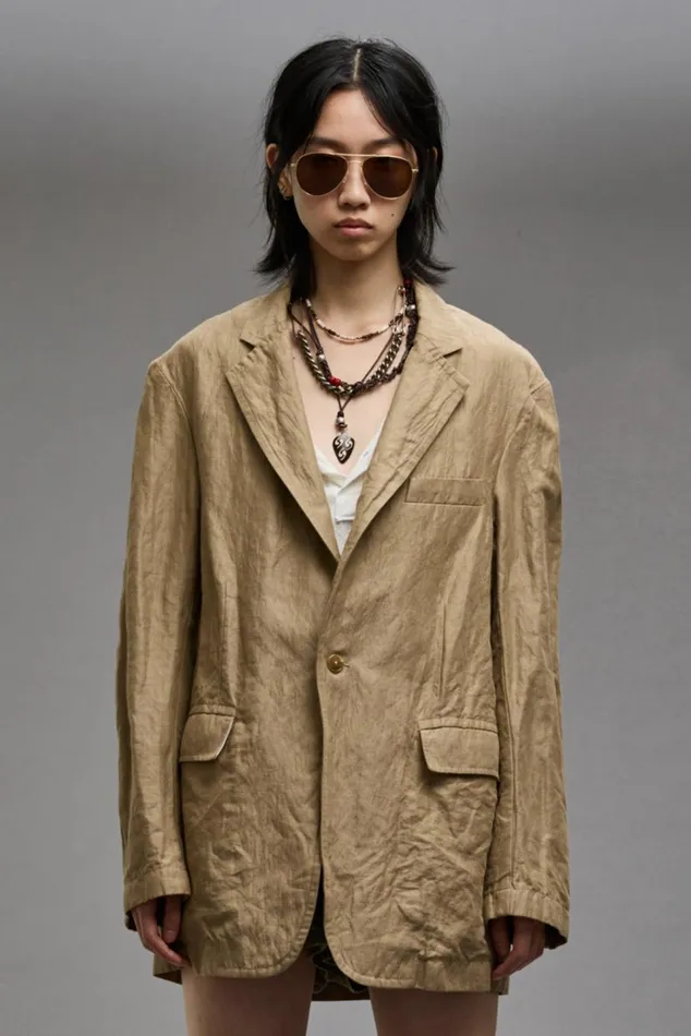 OVERSIZED RAGGED BLAZER 8211 KHAKI Women R13 Jackets and Coats