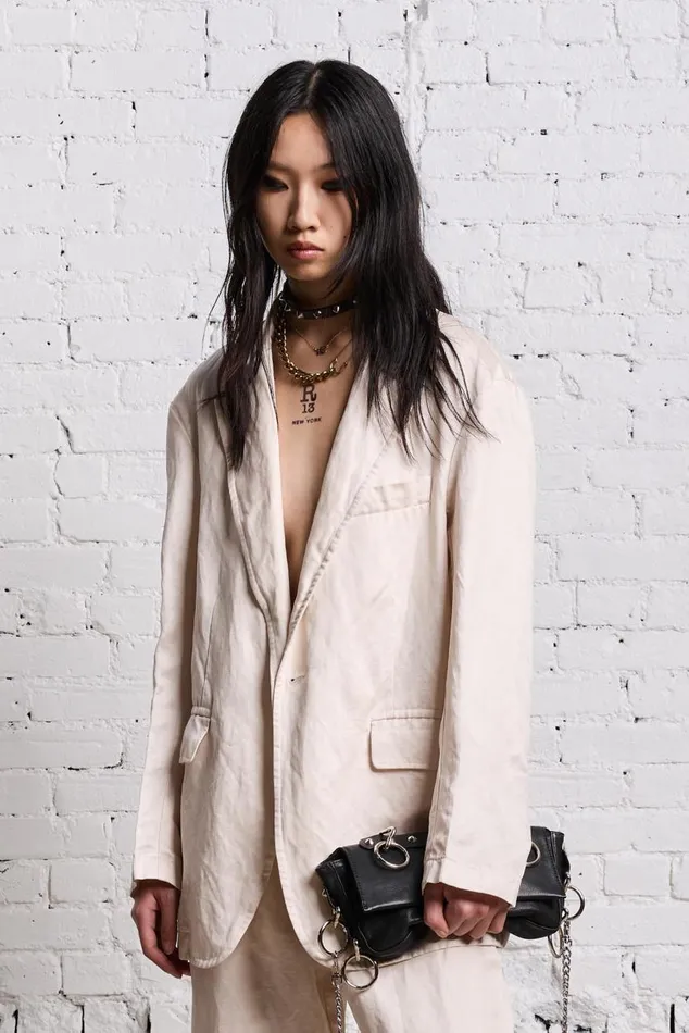 OVERSIZED RAGGED BLAZER 8211 OYSTER Women R13 Jackets and Coats