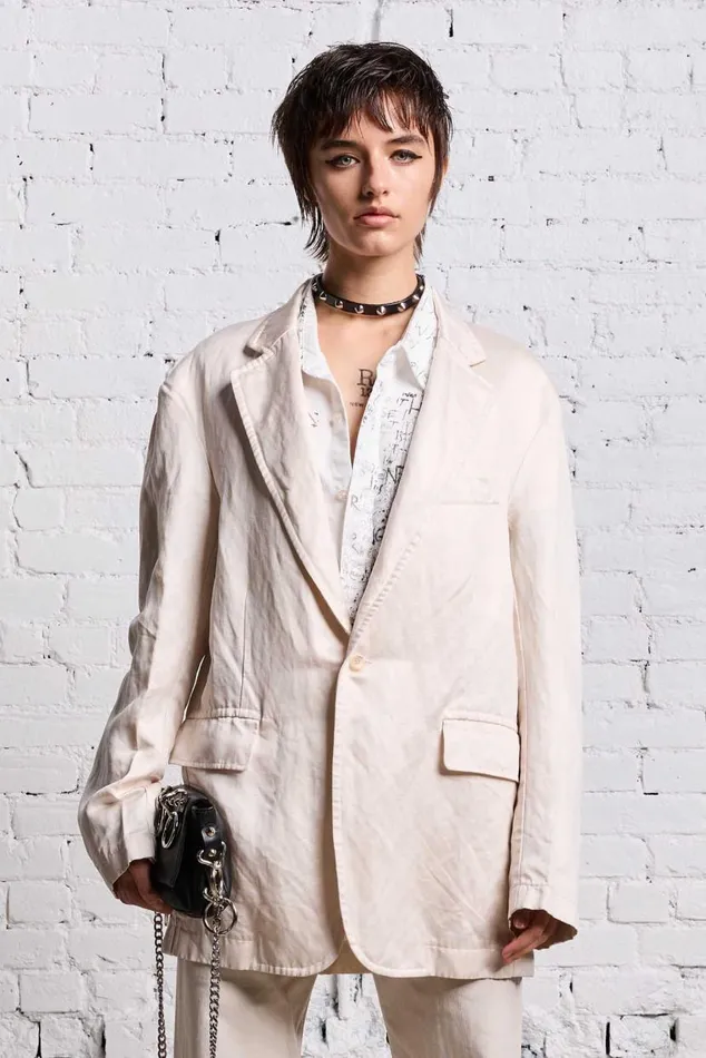 OVERSIZED RAGGED BLAZER 8211 OYSTER Women R13 Jackets and Coats