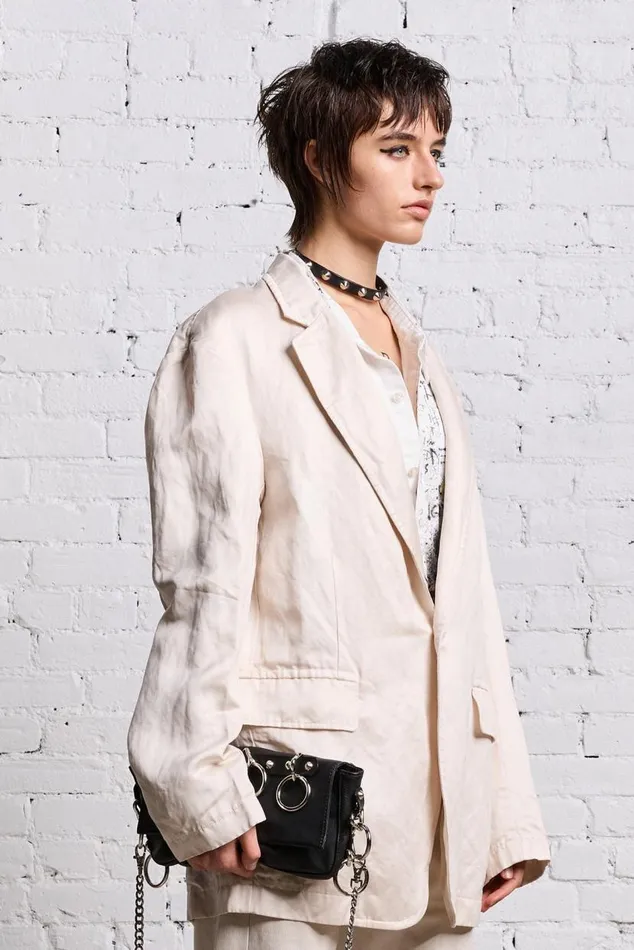 OVERSIZED RAGGED BLAZER 8211 OYSTER Women R13 Jackets and Coats
