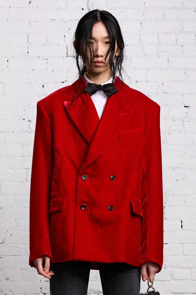 OVERSIZED RAGGED BLAZER 8211 RED VELVET Women R13 Tops