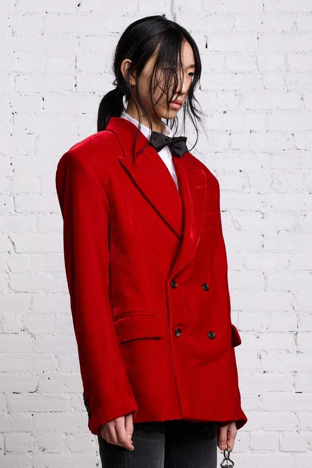 OVERSIZED RAGGED BLAZER 8211 RED VELVET Women R13 Tops
